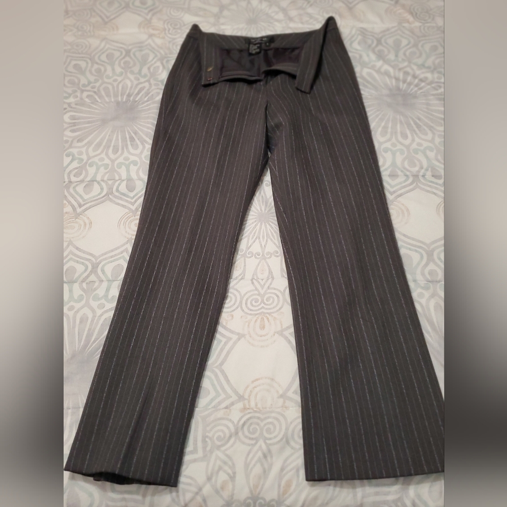 Womens Signature By Larry Levine 2pc Pantsuit, Dark Blueish Gray With Pinstripes - Picture 6 of 13
